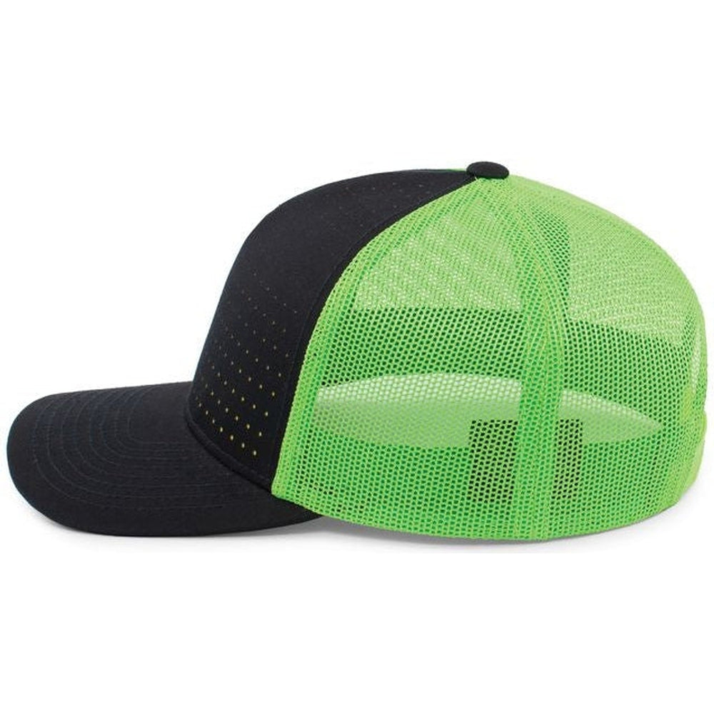 no-logo Pacific Headwear Perforated 5-Panel Trucker Snapback Cap-Caps-Pacific Headwear-Thread Logic 