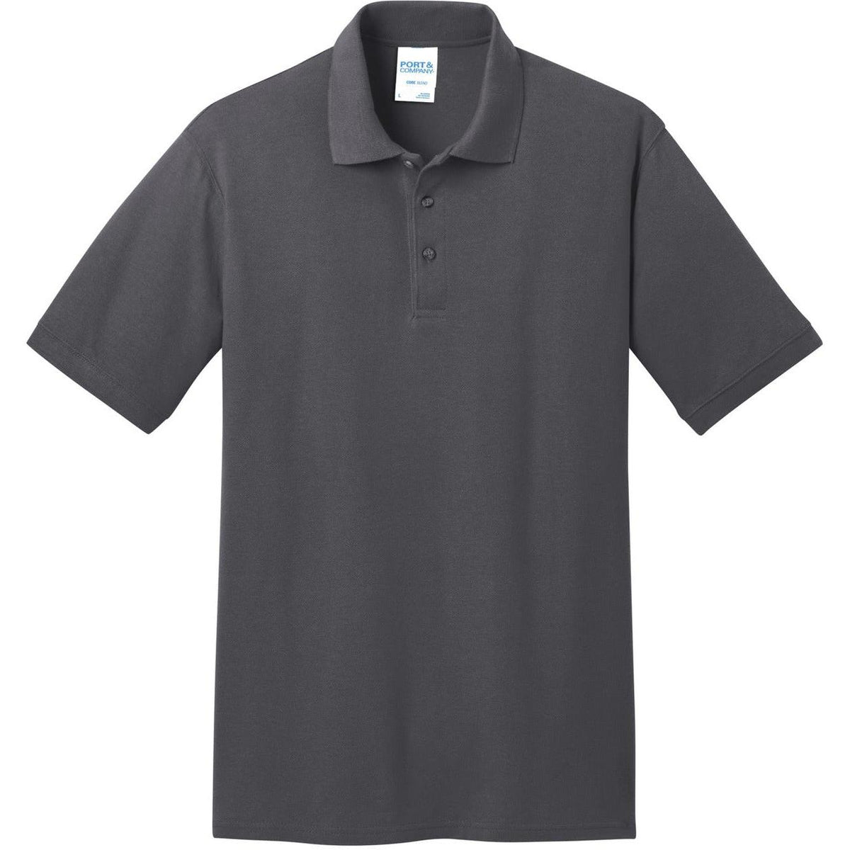 logo-left Port & Co Core Blend Pique Polo Shirt-Regular-Port Authority-Charcoal-S-Thread Logic