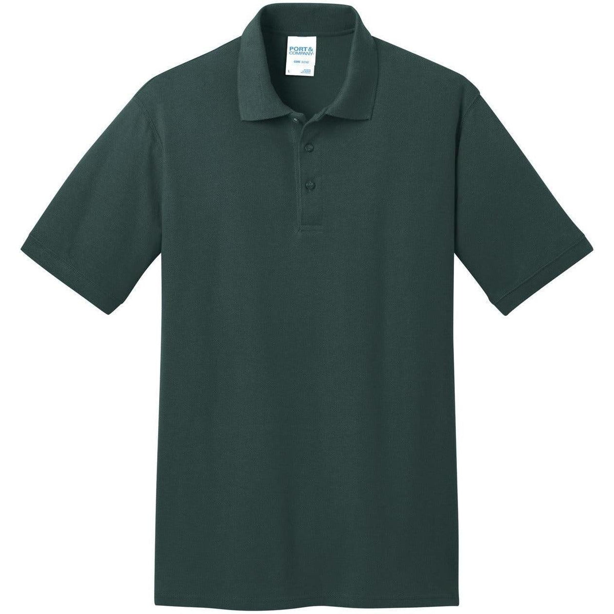 logo-left Port & Co Core Blend Pique Polo Shirt-Regular-Port Authority-Dark Green-S-Thread Logic