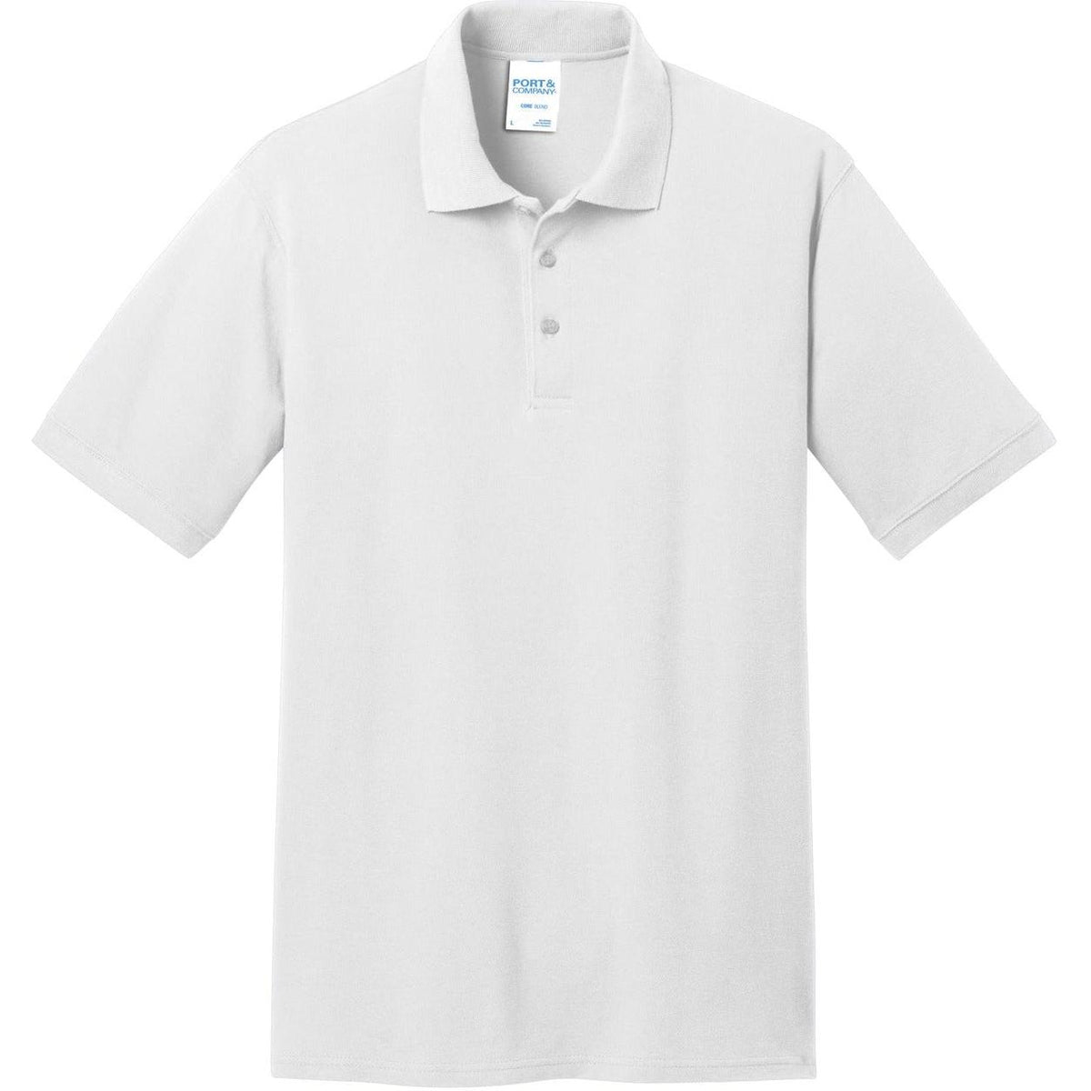 logo-left Port & Co Core Blend Pique Polo Shirt-Regular-Port Authority-White-S-Thread Logic