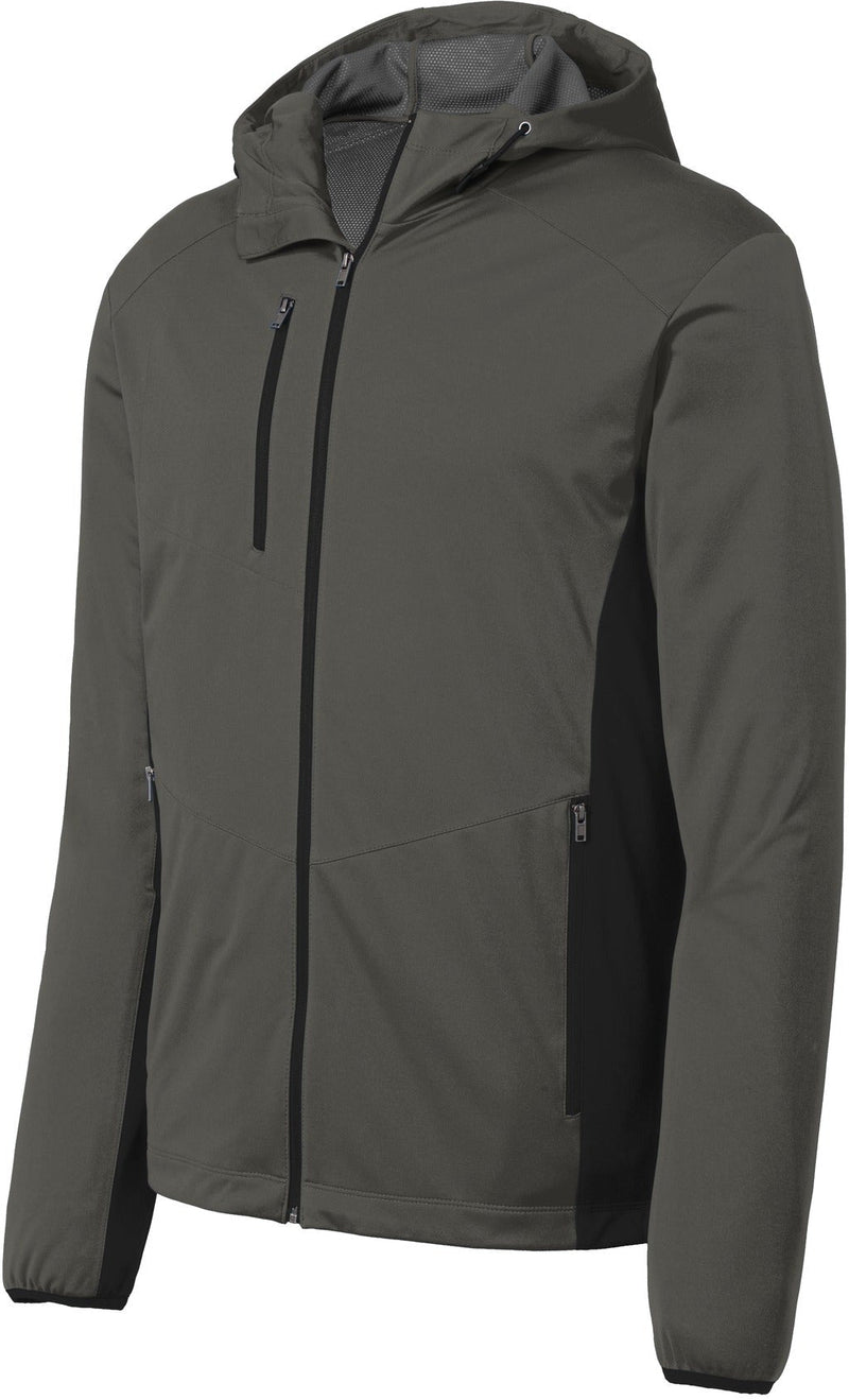 Port Authority Active Hooded Soft Shell Jacket-Regular-Port Authority-Grey Steel/Deep Black-S-Thread Logic