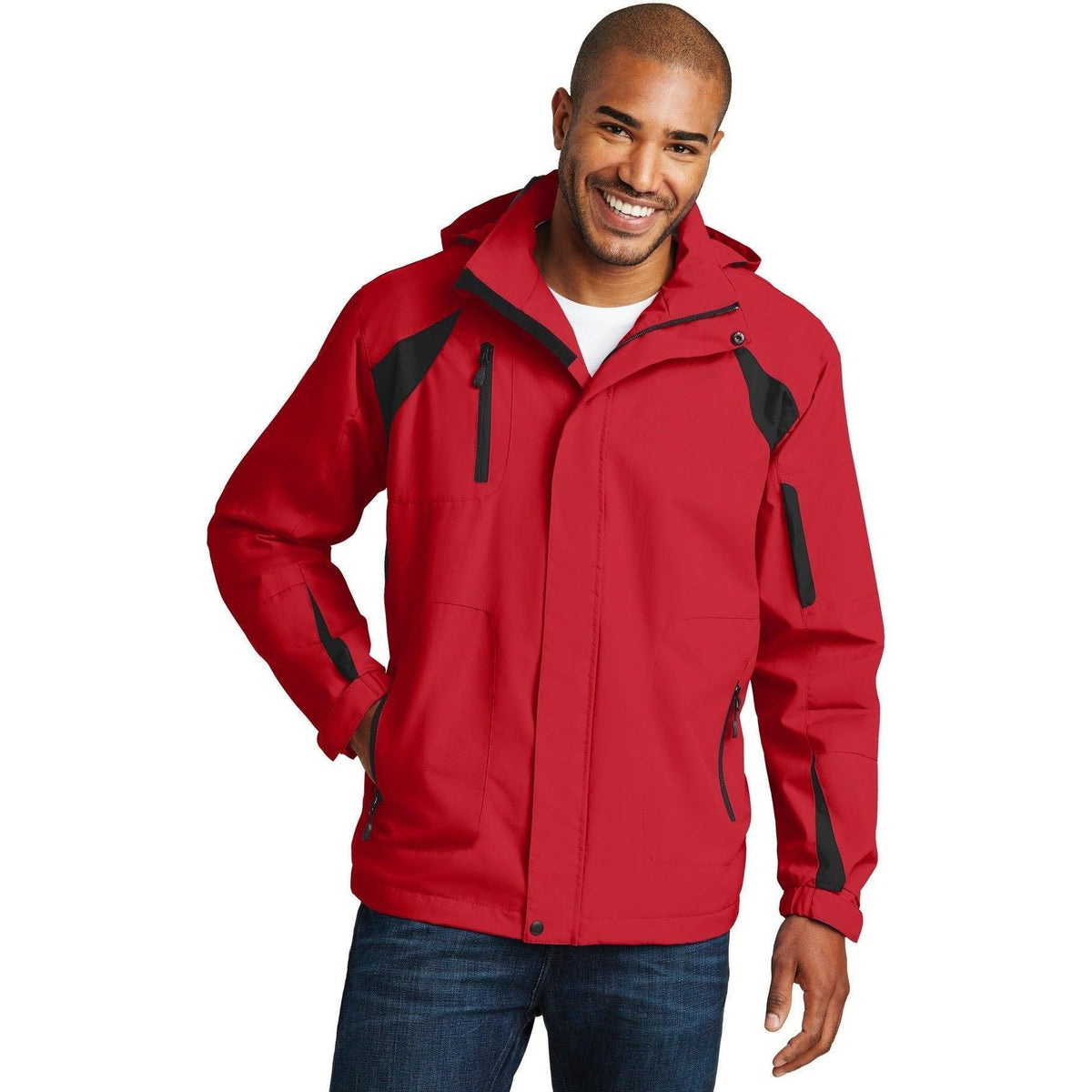 no-logo Port Authority All-Season II Jacket-Regular-Port Authority-True Red/Black-S-Thread Logic