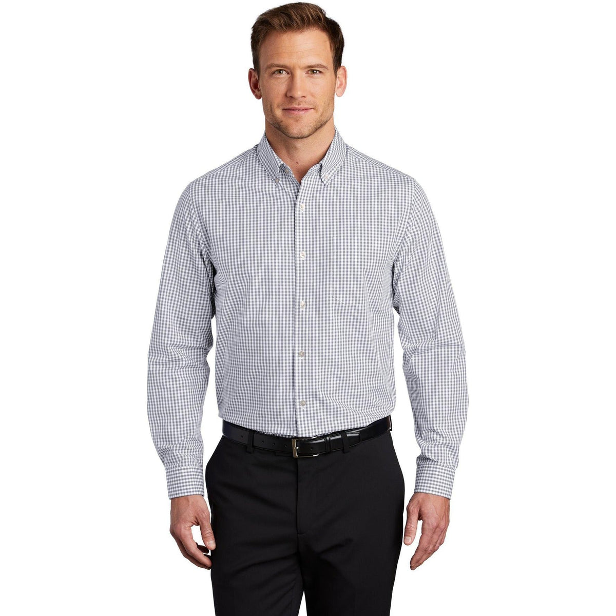 no-logo Port Authority Broadcloth Gingham Easy Care Shirt-Dress Shirts-Port Authority-Thread Logic