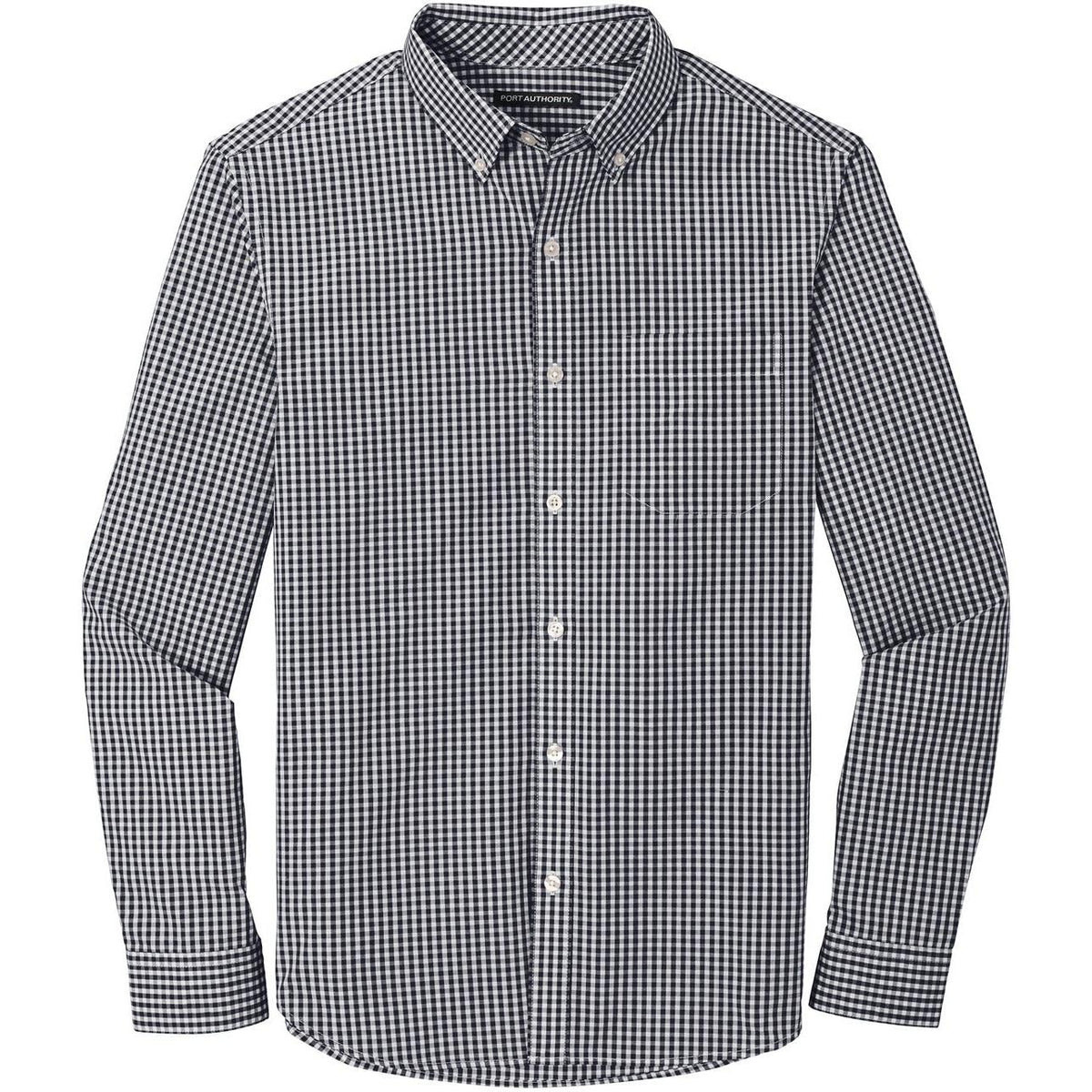 no-logo Port Authority Broadcloth Gingham Easy Care Shirt-Dress Shirts-Port Authority-Black/White-XS-Thread Logic