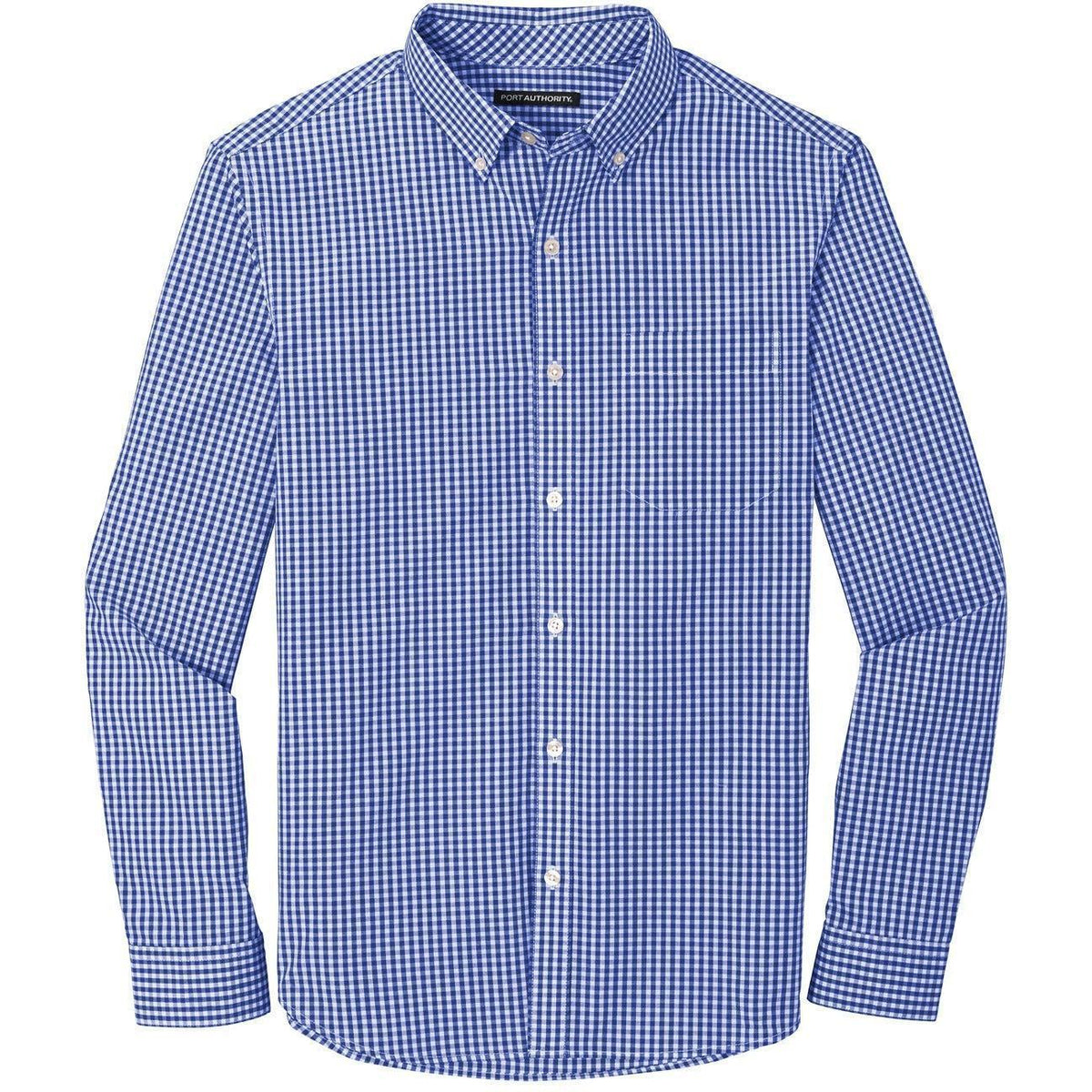 no-logo Port Authority Broadcloth Gingham Easy Care Shirt-Dress Shirts-Port Authority-True Royal/White-XS-Thread Logic