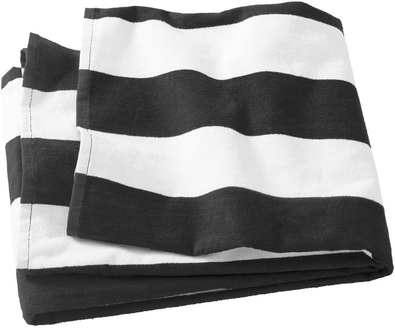 no-logo Port Authority Cabana Stripe Beach Towel-Regular-Port Authority-Black-1 Size-Thread Logic