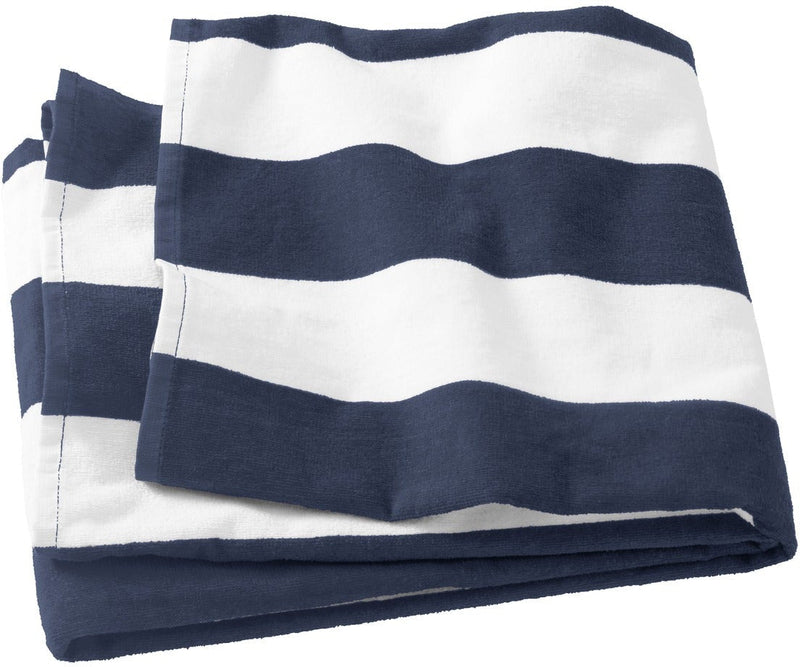 no-logo Port Authority Cabana Stripe Beach Towel-Regular-Port Authority-Navy-1 Size-Thread Logic