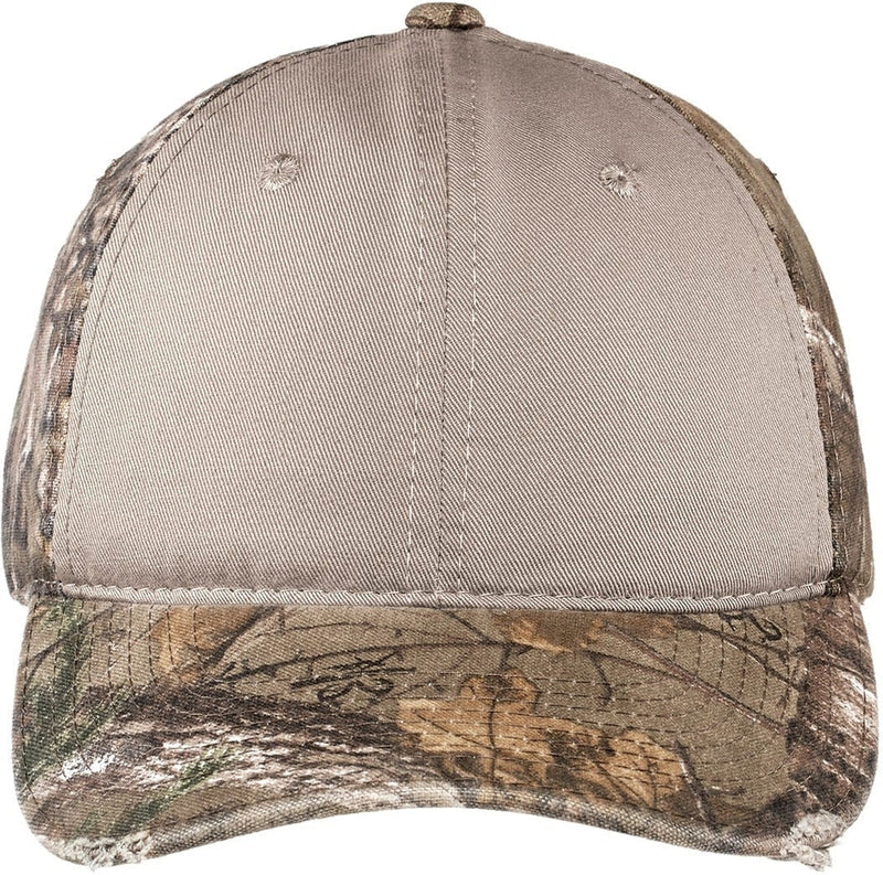 Port Authority Camo Cap with Contrast Front-Regular-Port Authority-Realtree Xtra/Khaki-OSFA-Thread Logic 