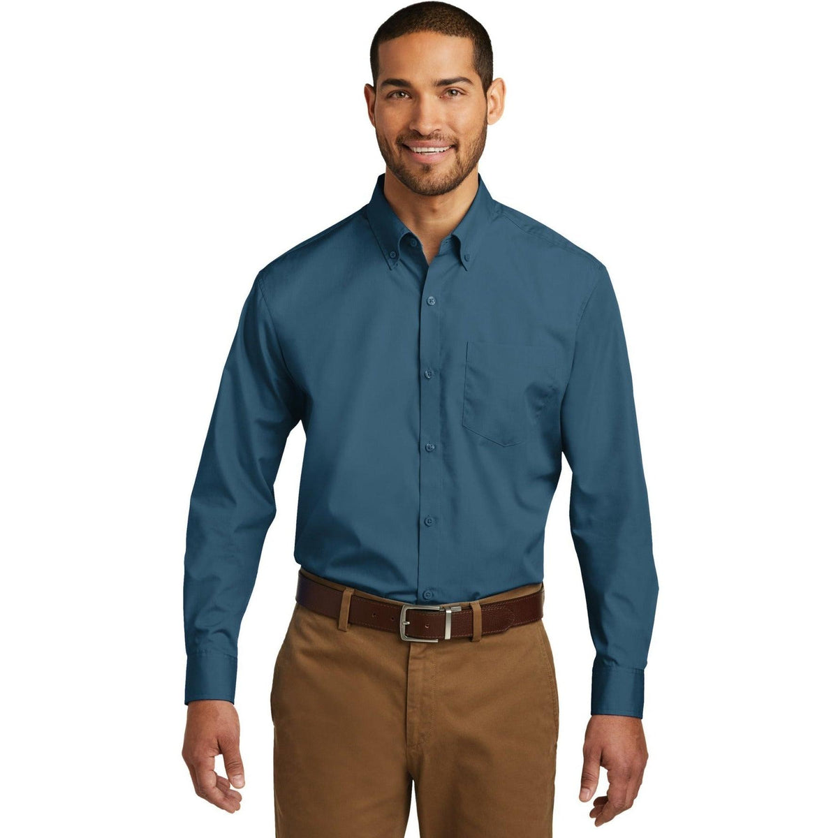 no-logo Port Authority Carefree Poplin Shirt-Dress Shirts-Port Authority-Thread Logic