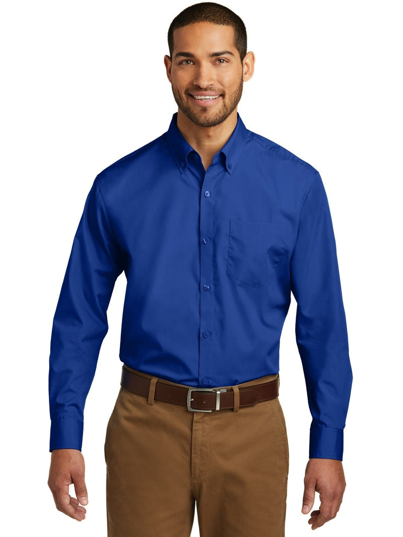 Port Authority Men's Long Sleeve Carefree Poplin Shirt, Burgundy, XX-Large