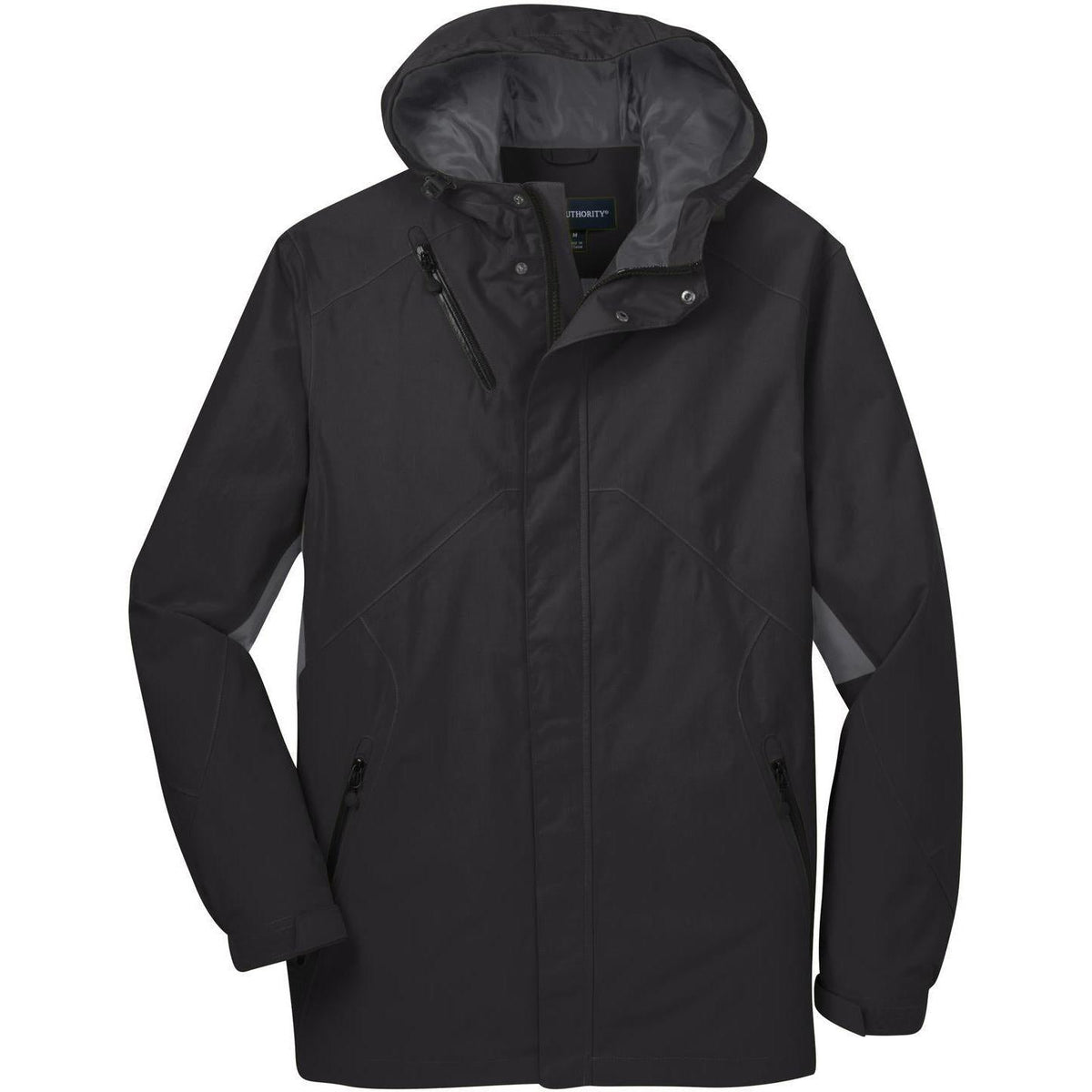 logo-left Port Authority Cascade Waterproof Jacket-Active-Port Authority-Black/Magnet-S-Thread Logic