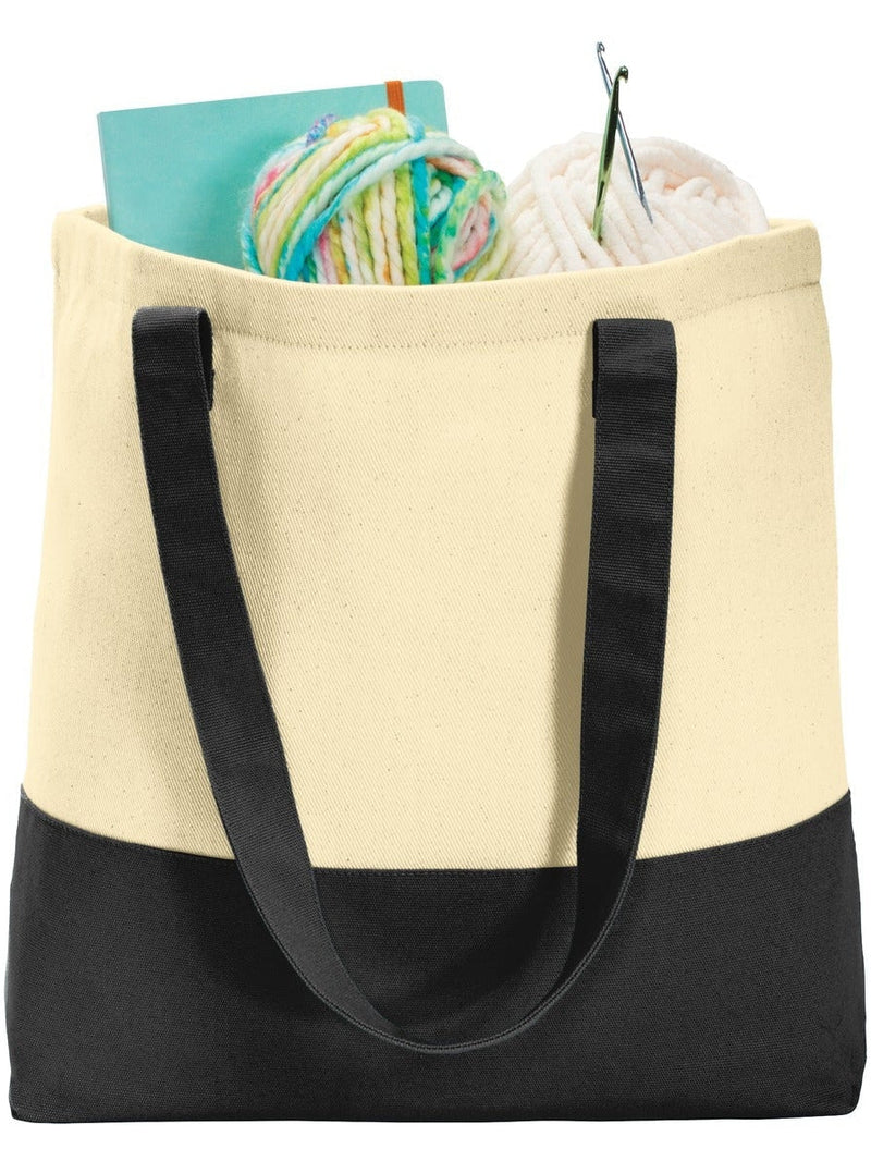 no-logo Port Authority Colorblock Cotton Tote-Regular-Port Authority-Natural/Black-Thread Logic