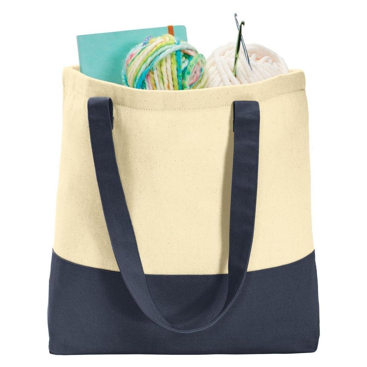 no-logo Port Authority Colorblock Cotton Tote-Regular-Port Authority-Natural/Navy-Thread Logic