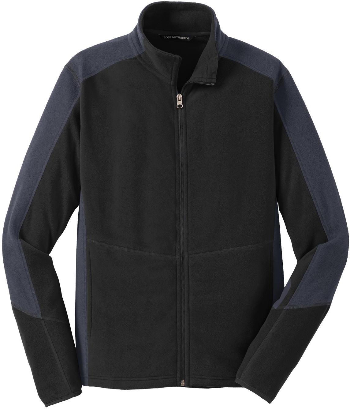 No-Logo CLOSEOUT - Port Authority Colorblock Microfleece Jacket-Active-Port Authority-Black/Battleship Grey-S-Thread Logic