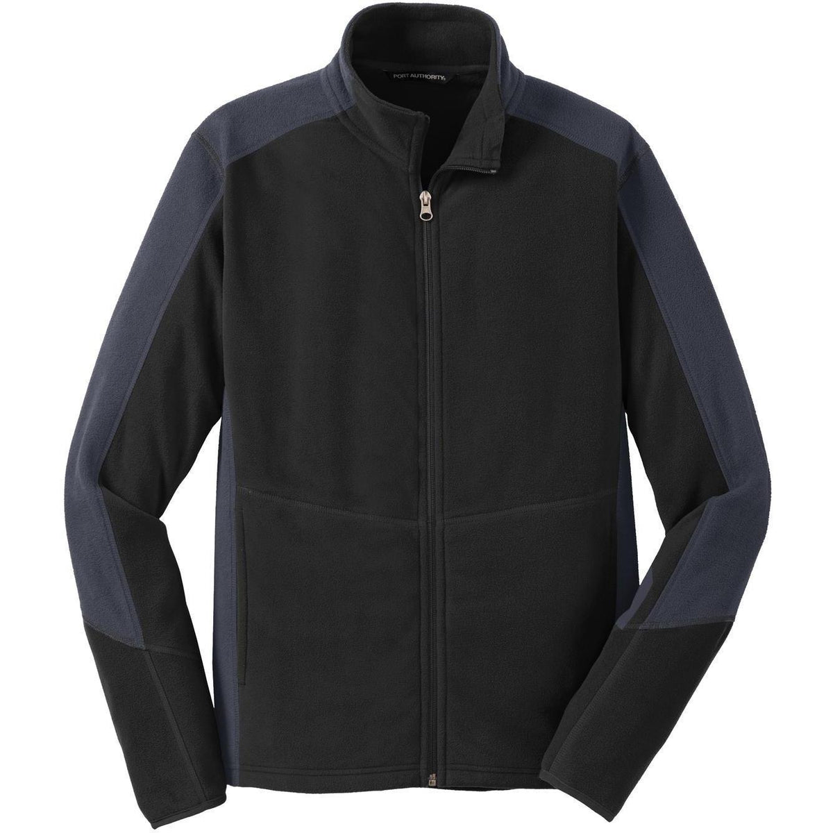 no-logo CLOSEOUT - Port Authority Colorblock Microfleece Jacket-Active-Port Authority-Black/Battleship Grey-S-Thread Logic