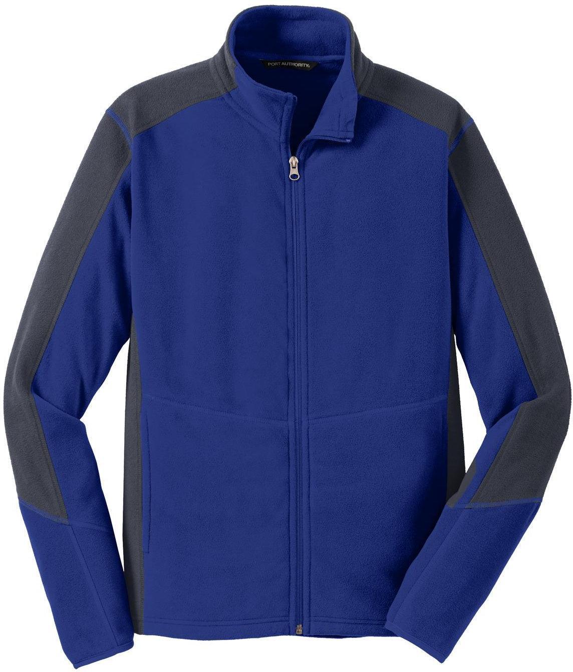 No-Logo CLOSEOUT - Port Authority Colorblock Microfleece Jacket-Active-Port Authority-Patriot Blue/Battleship Grey-S-Thread Logic