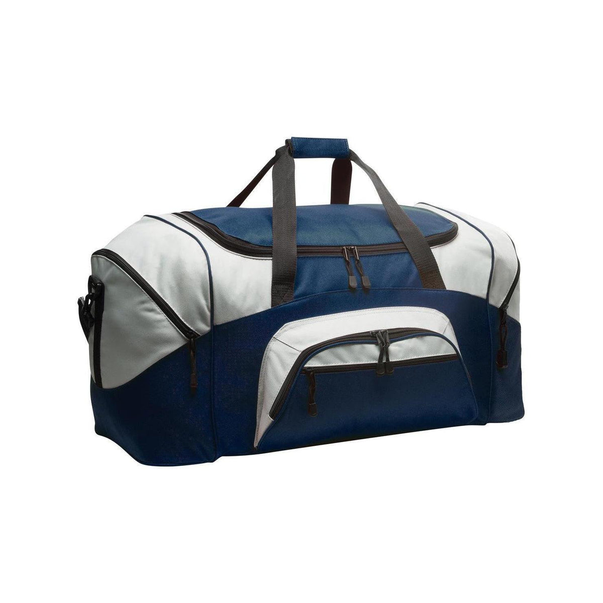 no-logo Port Authority Colorblock Sport Duffel Bag-Bags-Port Authority-Navy/Grey-Thread Logic
