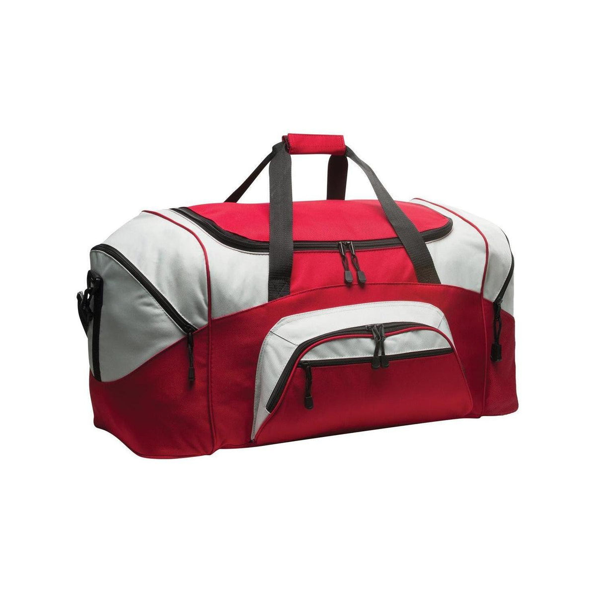 no-logo Port Authority Colorblock Sport Duffel Bag-Bags-Port Authority-Red/Grey-Thread Logic