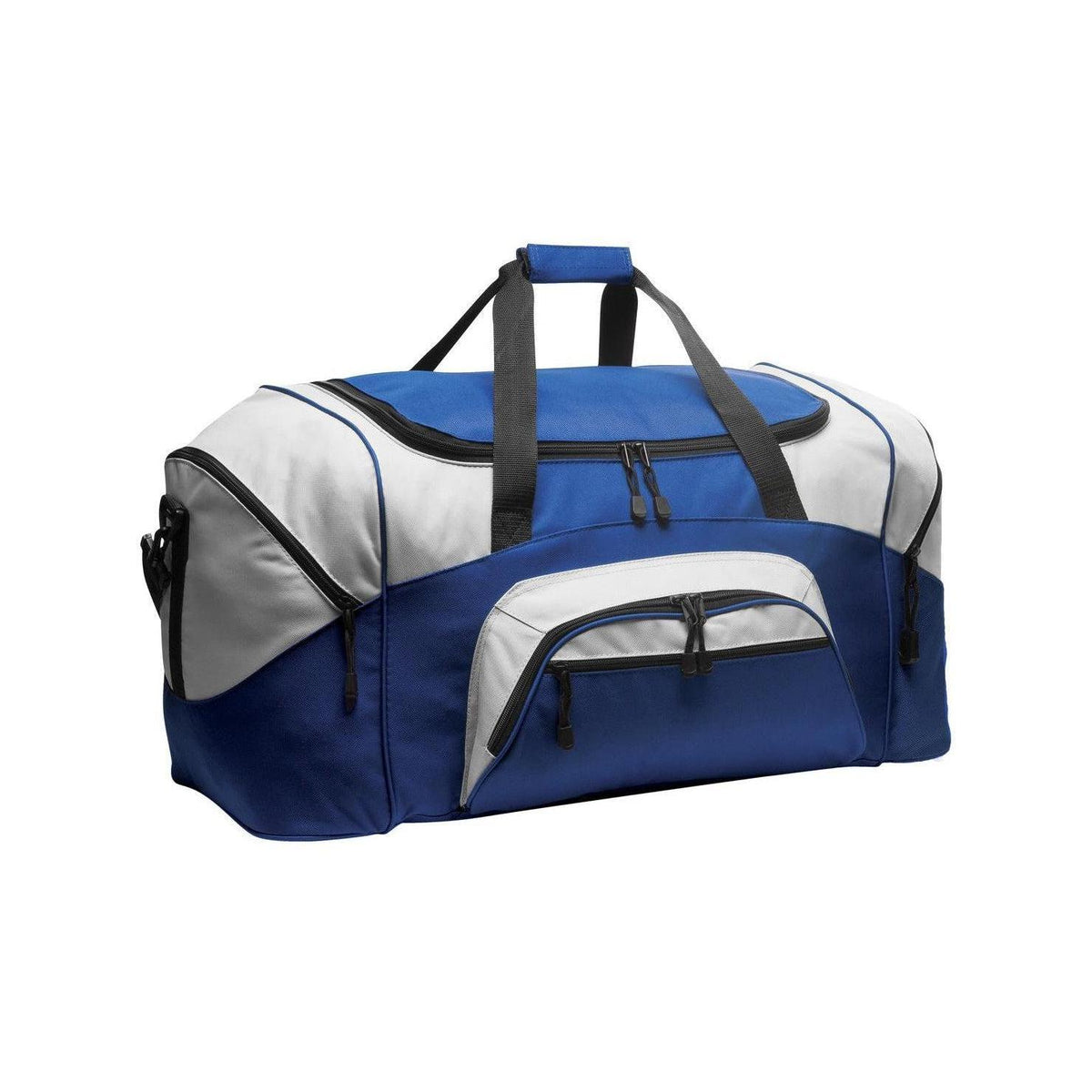 no-logo Port Authority Colorblock Sport Duffel Bag-Bags-Port Authority-True Royal/Grey-Thread Logic