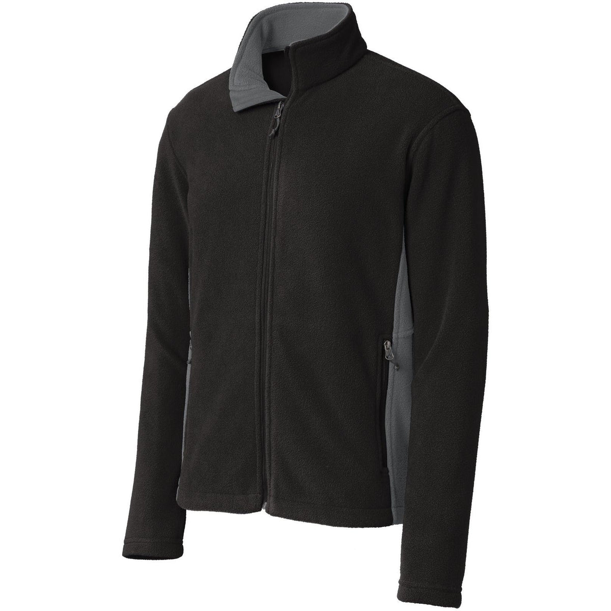no-logo Port Authority Colorblock Value Fleece Jacket-Active-Port Authority-Black/Battleship Grey-S-Thread Logic