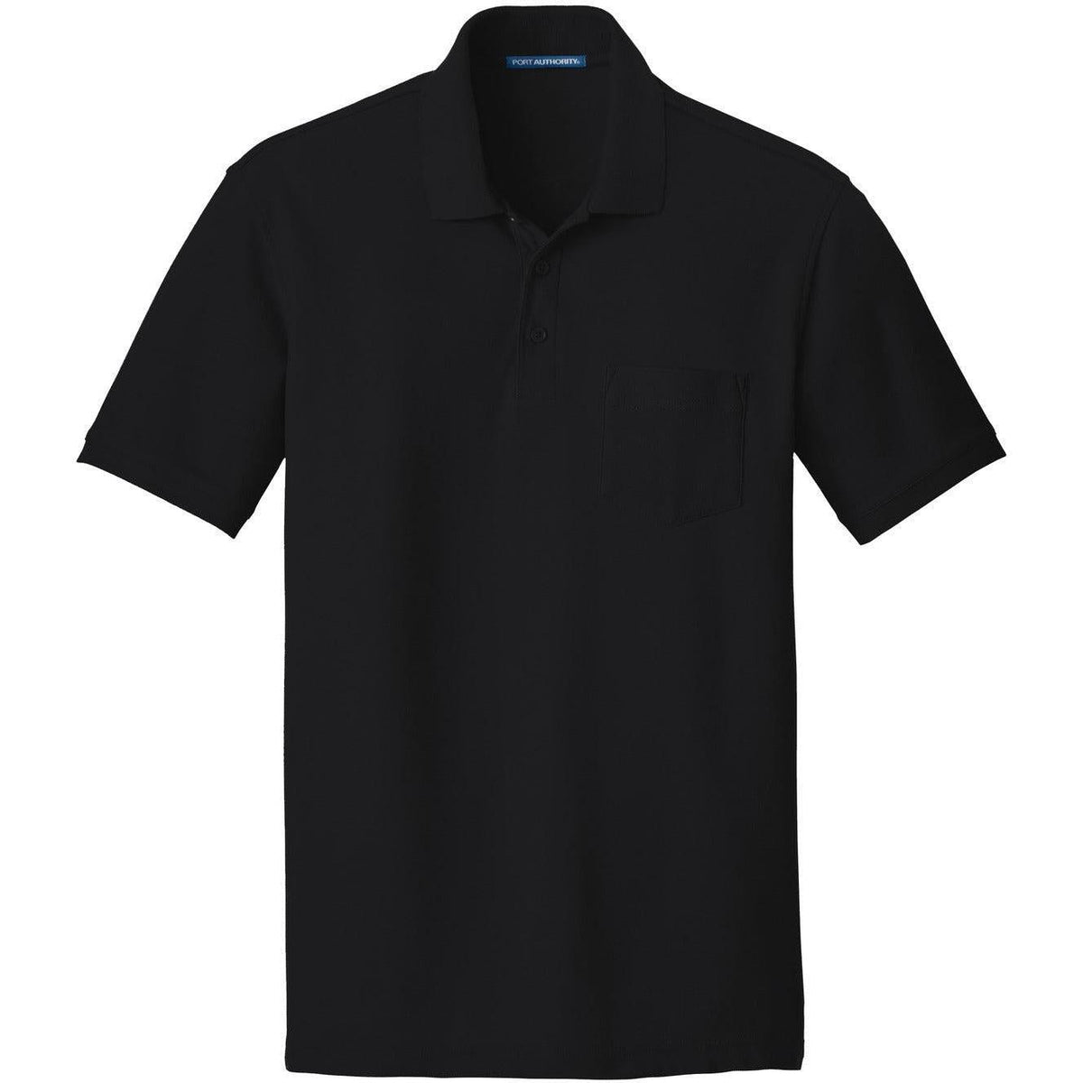 no-logo Port Authority Core Classic Pique Pocket Polo-Regular-Port Authority-Deep Black-S-Thread Logic