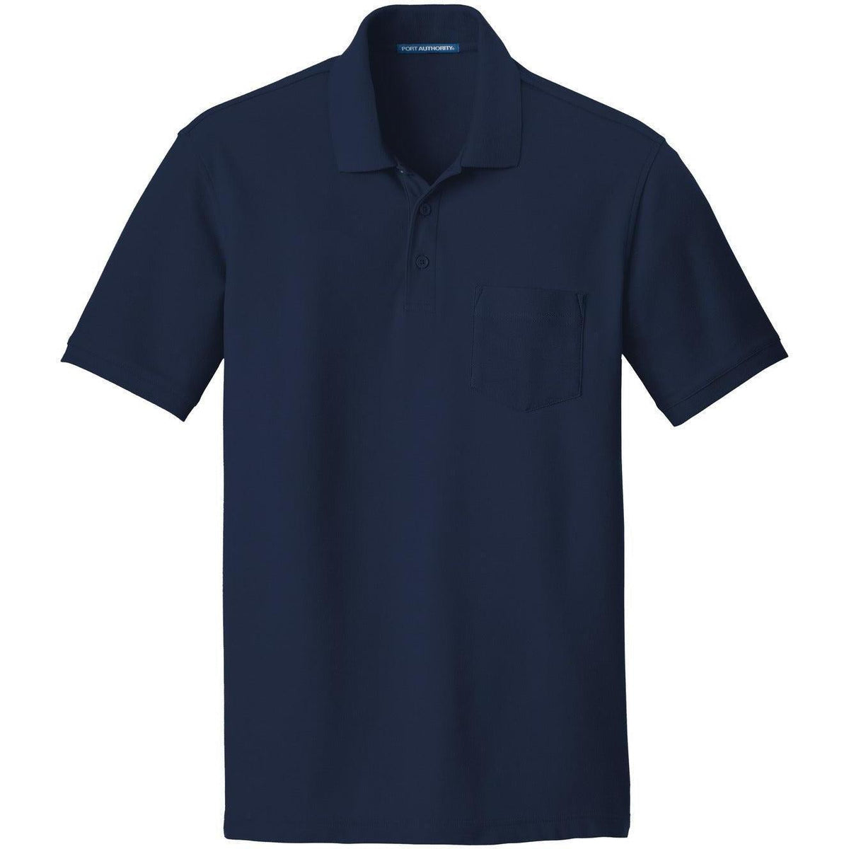 no-logo Port Authority Core Classic Pique Pocket Polo-Regular-Port Authority-River Blue Navy-S-Thread Logic