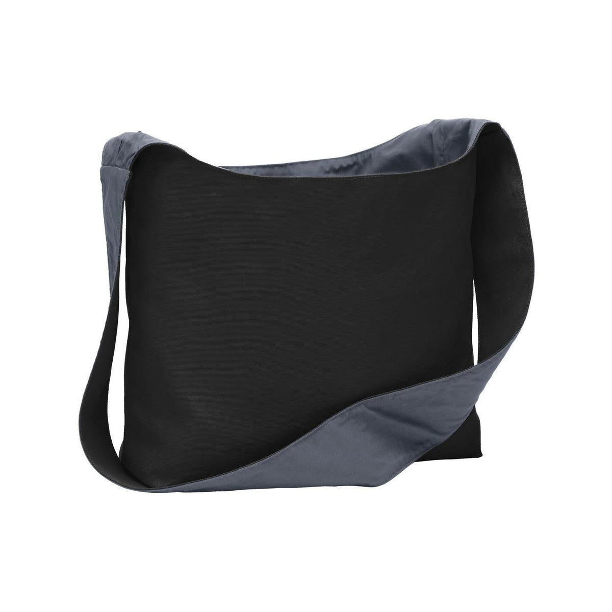 no-logo Port Authority Cotton Canvas Sling Bag-Bags-Port Authority-Black/Charcoal-Thread Logic