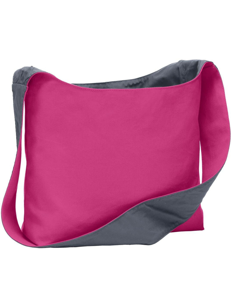 Port Authority Cotton Canvas Sling Bag-Regular-Port Authority-Tropical Pink/Charcoal-Thread Logic