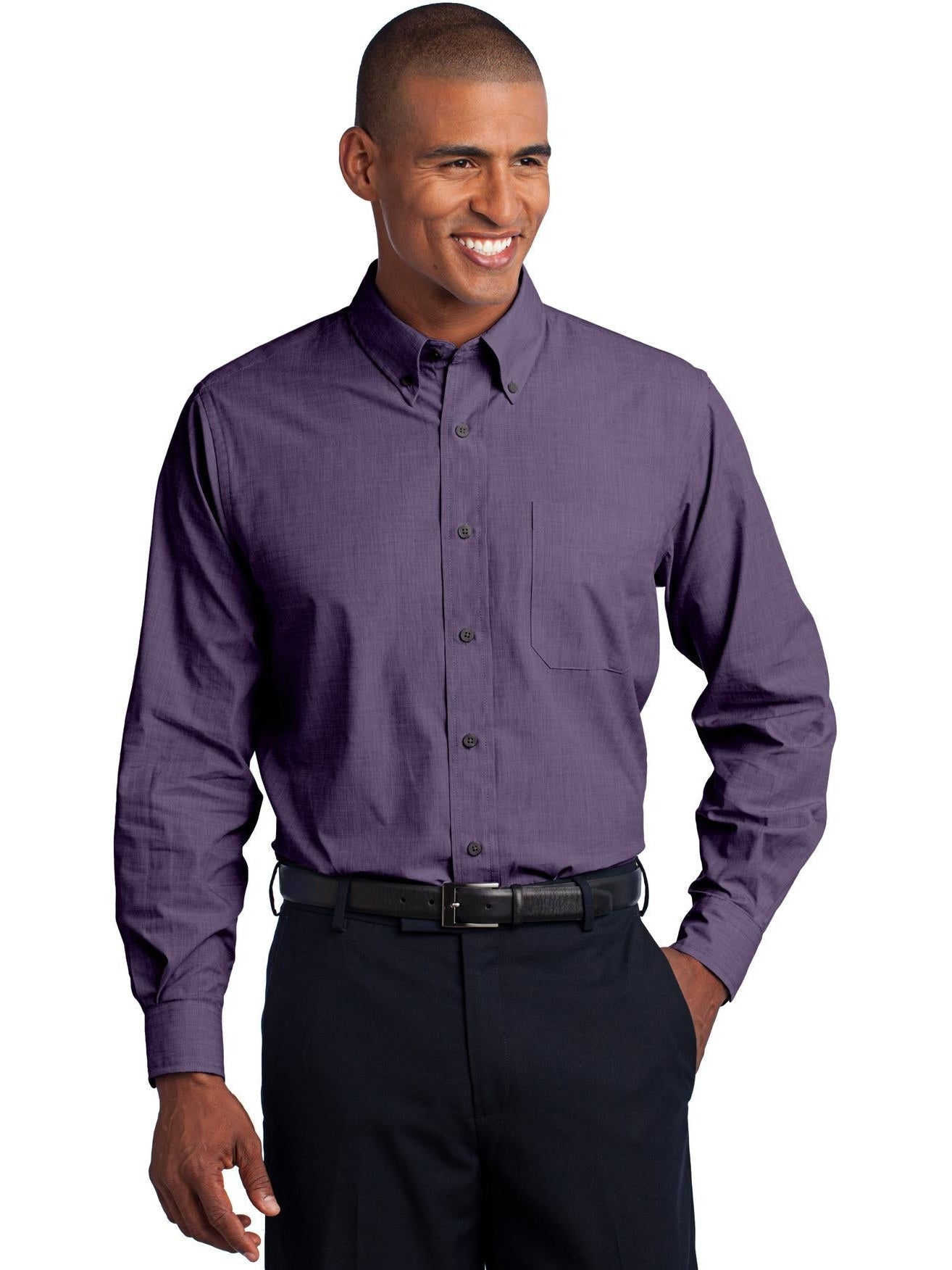 no-logo Port Authority Crosshatch Easy Care Shirt-Regular-Port Authority-Thread Logic