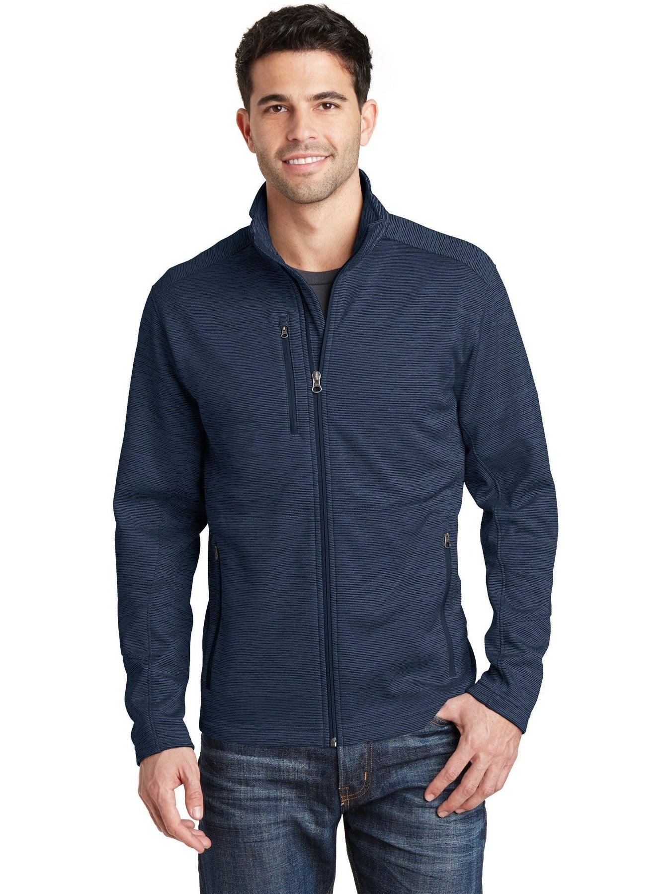no-logo Port Authority Digi Stripe Fleece Jacket-Regular-Port Authority-Thread Logic