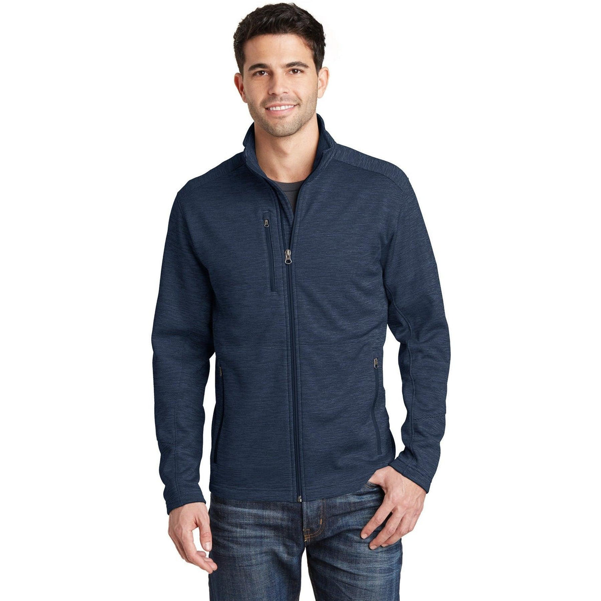 no-logo Port Authority Digi Stripe Fleece Jacket-Regular-Port Authority-Thread Logic