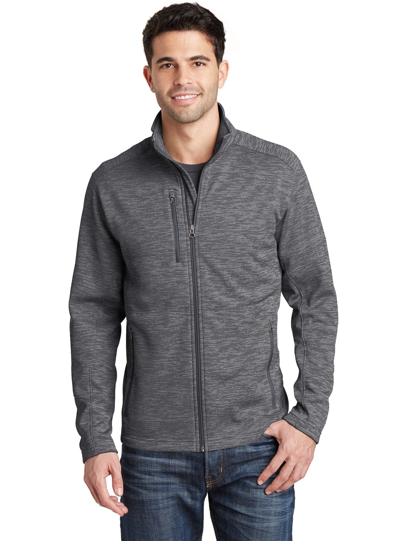 no-logo Port Authority Digi Stripe Fleece Jacket-Regular-Port Authority-Thread Logic