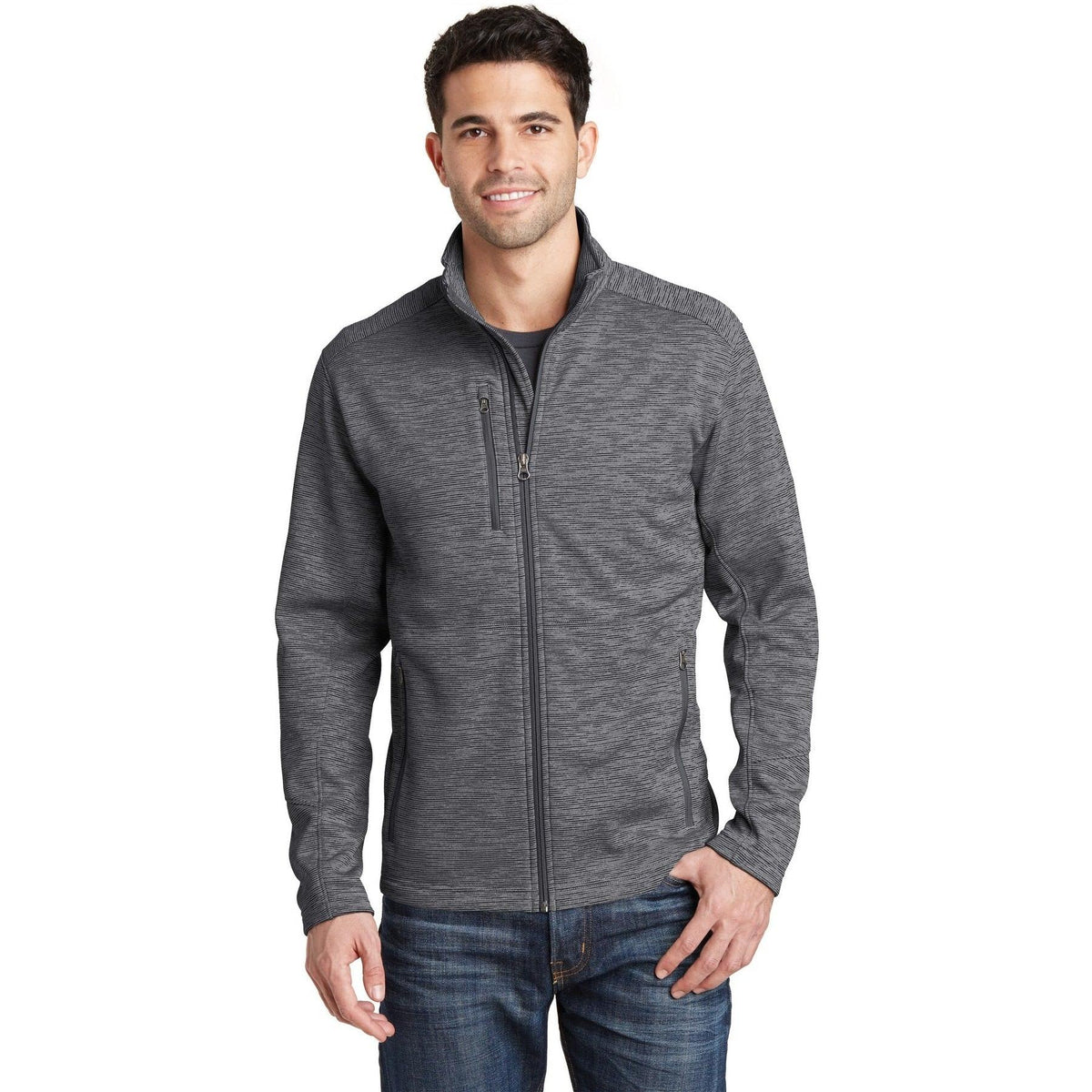 no-logo Port Authority Digi Stripe Fleece Jacket-Regular-Port Authority-Thread Logic