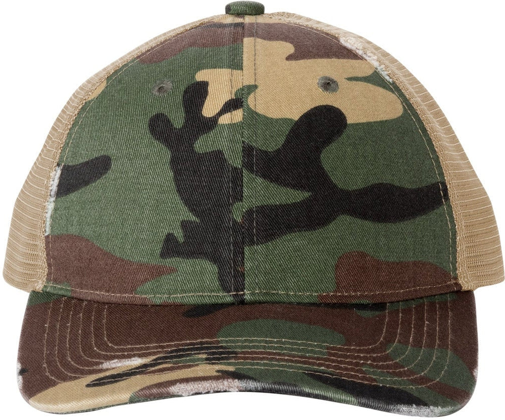 Port Authority Distressed Mesh Back Cap-New-Port Authority-Military Camo/Khaki-OSFA-Thread Logic 