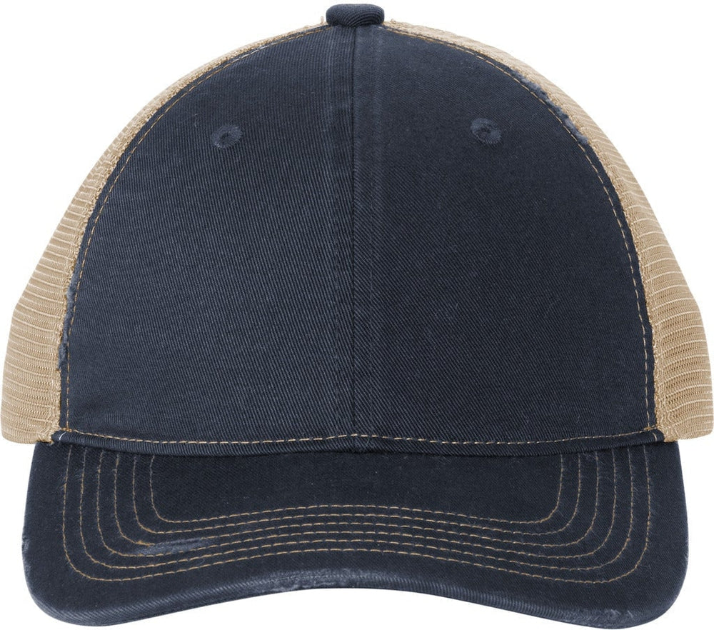 Port Authority Distressed Mesh Back Cap-New-Port Authority-River Blue Navy/Khaki-OSFA-Thread Logic 
