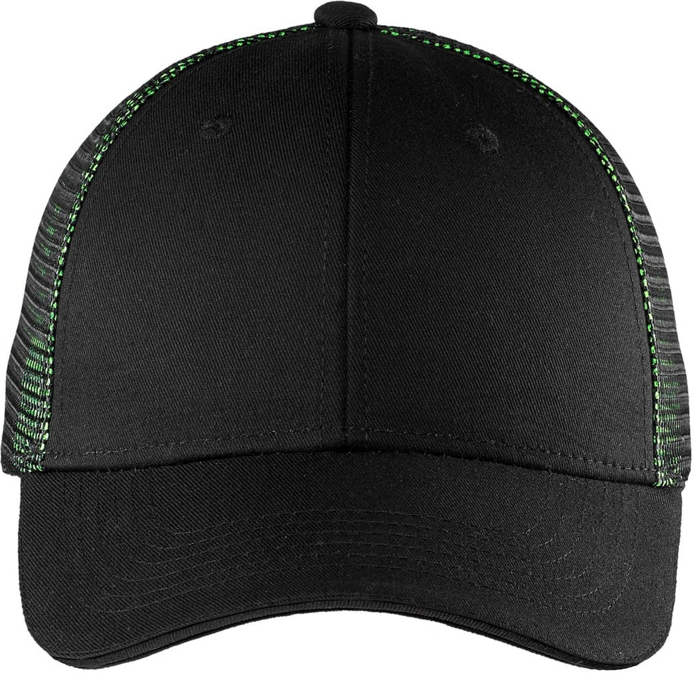 Port Authority Double Mesh Snapback Sandwich Cap-Regular-Port Authority-Black/Shock Green-OSFA-Thread Logic 