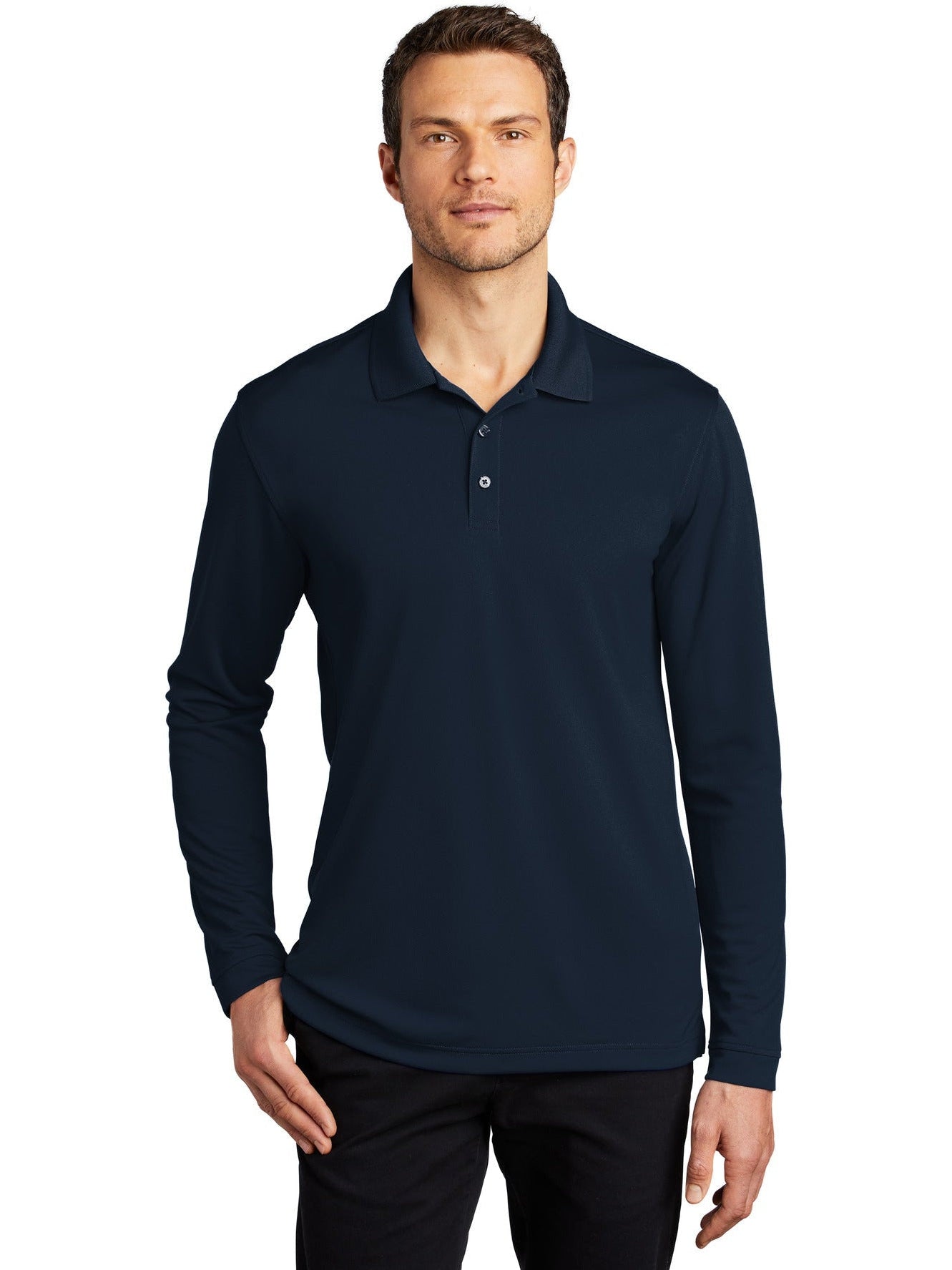 no-logo Port Authority Dry Zone UV Micro-Mesh Long Sleeve Polo-Regular-Port Authority-Thread Logic