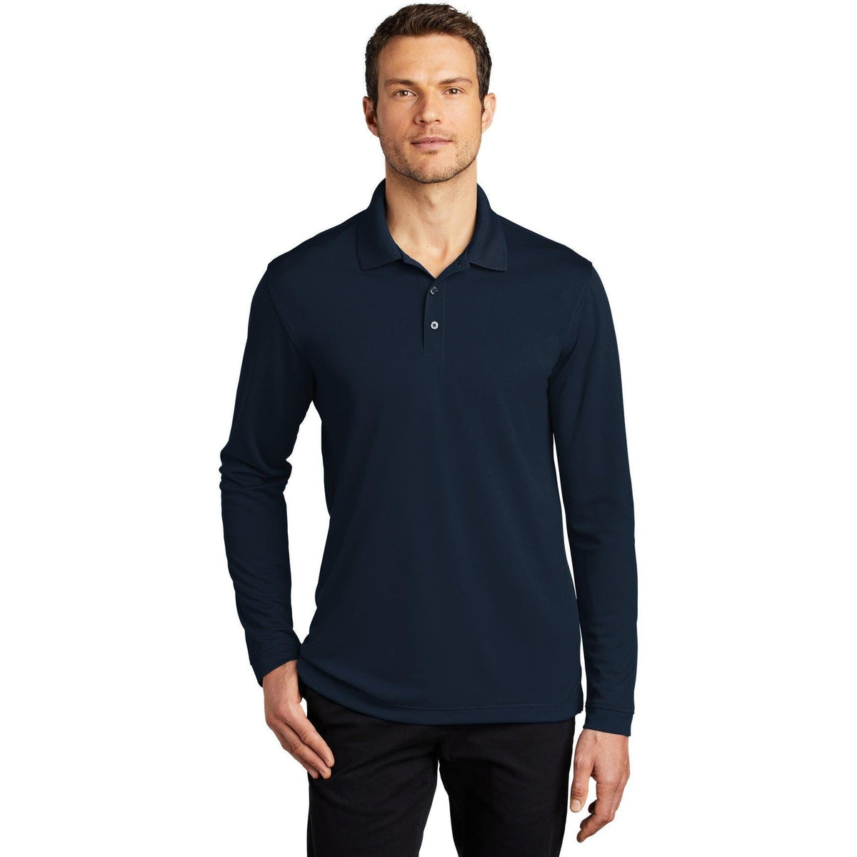 no-logo Port Authority Dry Zone UV Micro-Mesh Long Sleeve Polo-Regular-Port Authority-Thread Logic
