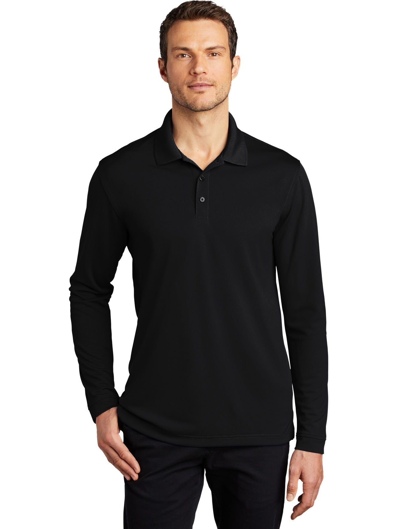 no-logo Port Authority Dry Zone UV Micro-Mesh Long Sleeve Polo-Regular-Port Authority-Thread Logic