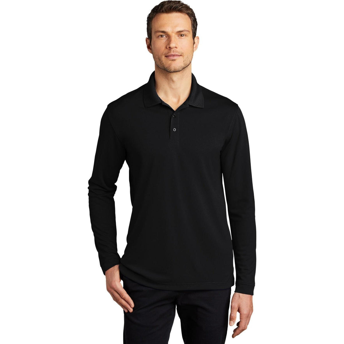no-logo Port Authority Dry Zone UV Micro-Mesh Long Sleeve Polo-Regular-Port Authority-Thread Logic