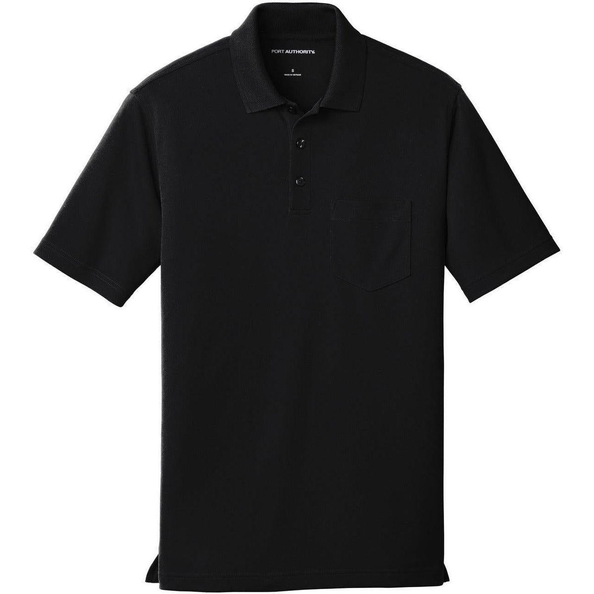 logo-left Port Authority Dry Zone UV Micro-Mesh Pocket Polo-Regular-Port Authority-Deep Black-S-Thread Logic