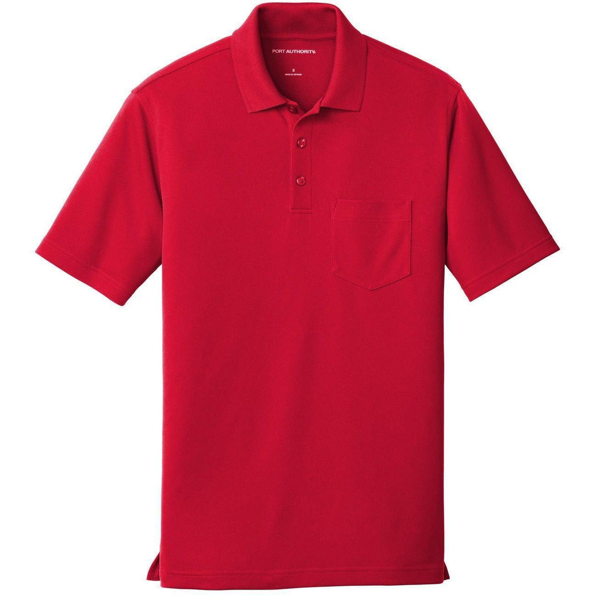 logo-left Port Authority Dry Zone UV Micro-Mesh Pocket Polo-Regular-Port Authority-Rich Red-S-Thread Logic
