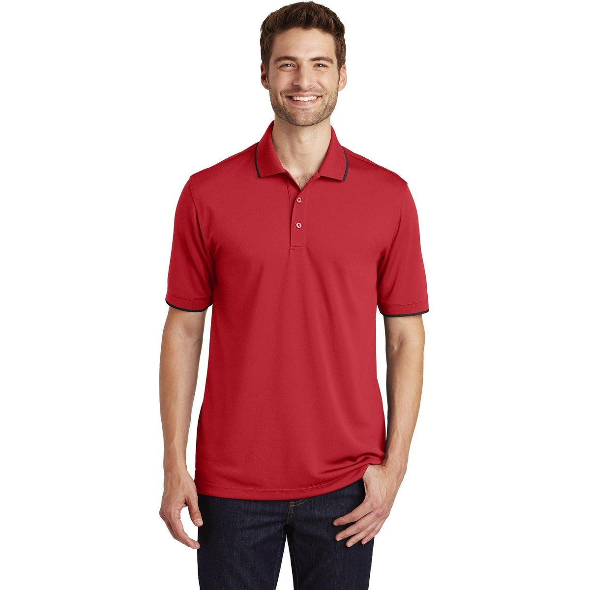 no-logo Port Authority Dry Zone UV Micro-Mesh Tipped Polo-Regular-Port Authority-Thread Logic