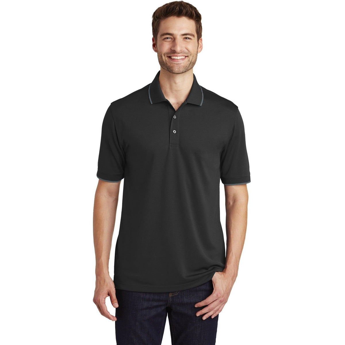 no-logo Port Authority Dry Zone UV Micro-Mesh Tipped Polo-Regular-Port Authority-Thread Logic