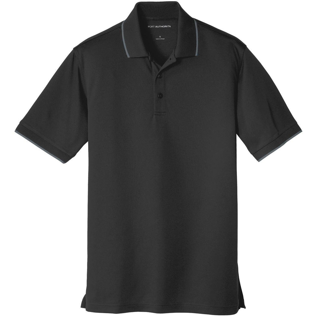 logo-left Port Authority Dry Zone UV Micro-Mesh Tipped Polo-Regular-Port Authority-Deep Black/Graphite-S-Thread Logic