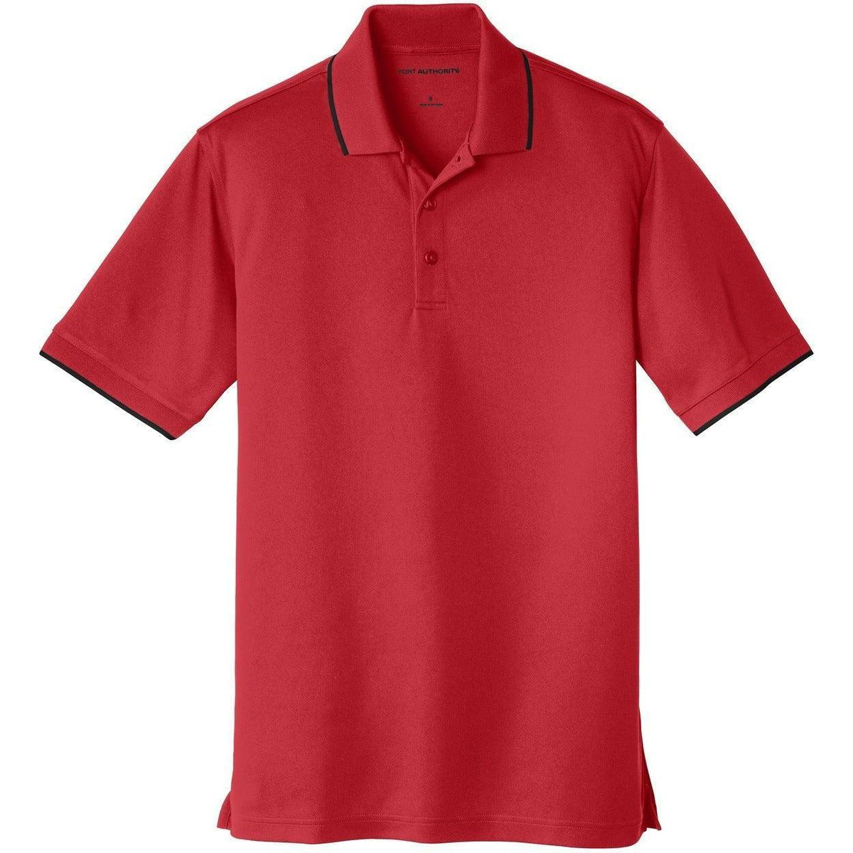 logo-left Port Authority Dry Zone UV Micro-Mesh Tipped Polo-Regular-Port Authority-Rich Red/Deep Black-S-Thread Logic