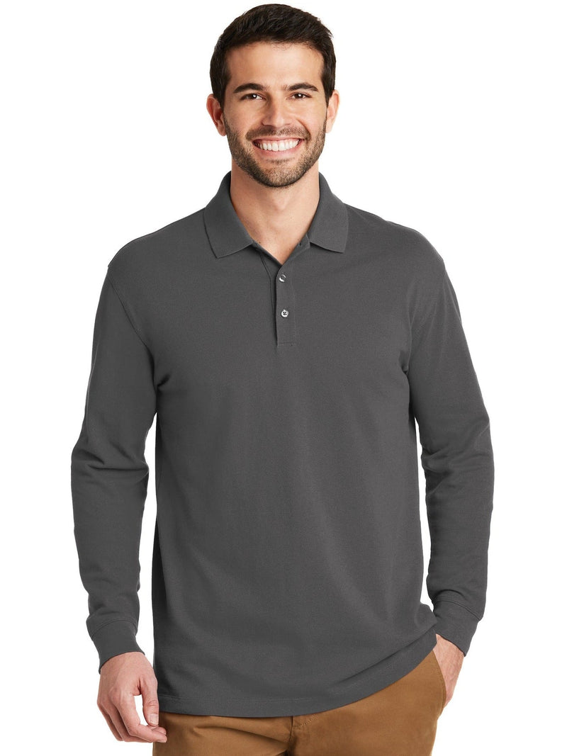 no-logo Port Authority EZCotton Long Sleeve Polo-Regular-Port Authority-Thread Logic