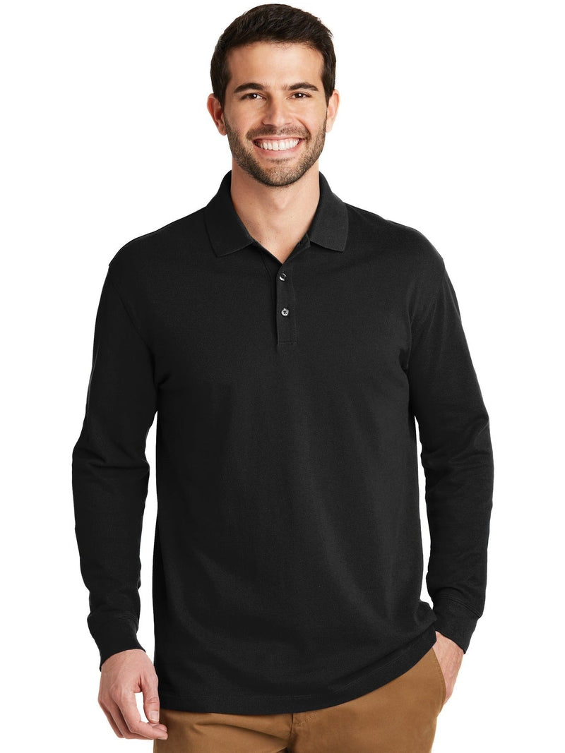 no-logo Port Authority EZCotton Long Sleeve Polo-Regular-Port Authority-Thread Logic