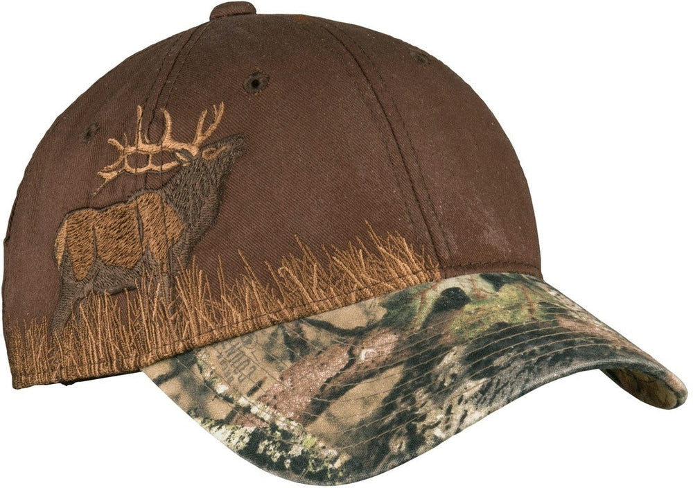 No-Logo CLOSEOUT - Port Authority Embroidered Camouflage Cap-Headwear-Port Authority-Mossy Oak Break-up Country/Chocolate/Elk-OSFA-Thread Logic