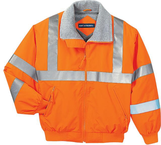Port Authority Enhanced Visibility Jacket w/ Reflective Taping-Regular-Port Authority-Safety Orange/Reflective-S-Thread Logic